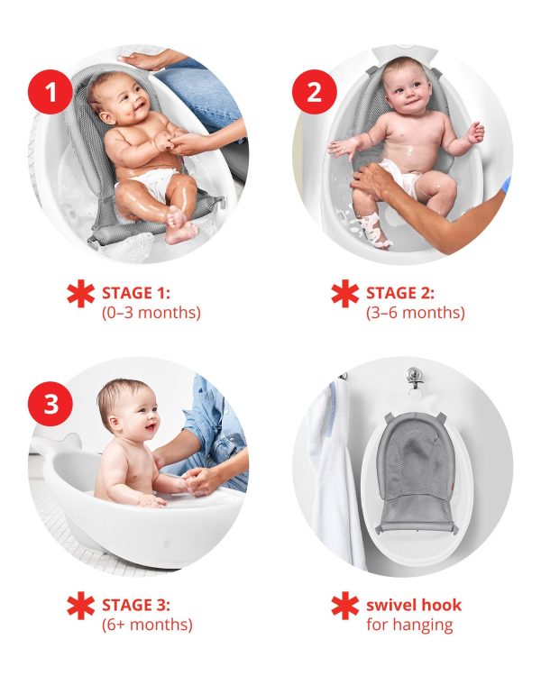 Skip Hop Moby Smart Sling 3-Stage Bathtub - White Online