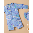 Purebaby Organic Kids Long Sleeve Rashie Sunsuit Shark Discount