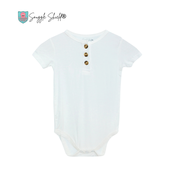 Snuggle Shield® Bamboo Short Sleeve 3 Button Onesie White (0-3M) Fashion