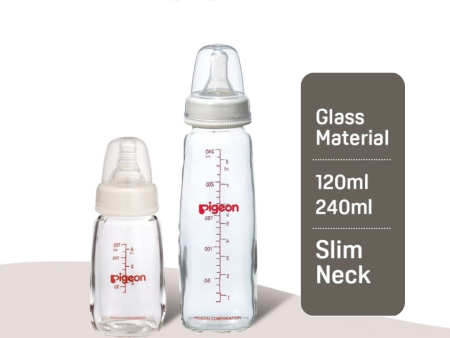 Pigeon Flexible Slim Neck Glass Nursing Bottle (120ml 240ml) For Sale