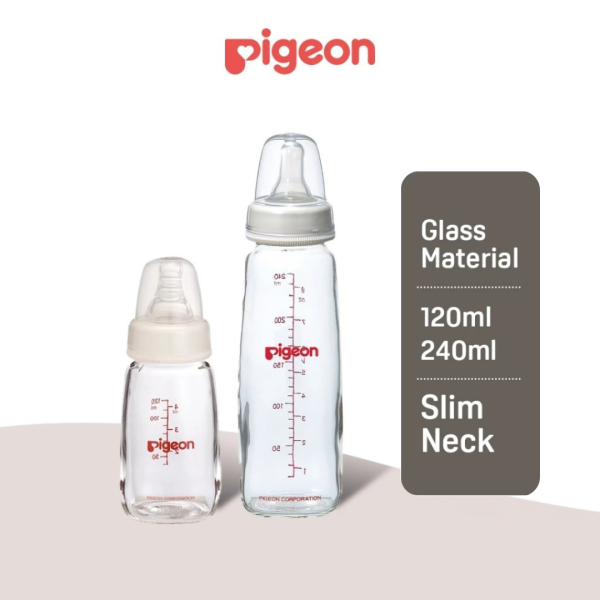 Pigeon Flexible Slim Neck Glass Nursing Bottle (120ml 240ml) For Sale