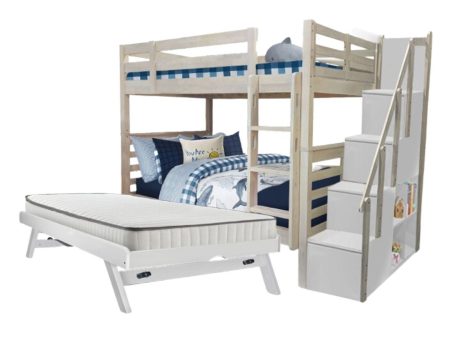 [PRE-ORDER] Snoozeland Huckleberry Super Single Bunk Bed with Staircase and Pull Out Single Raising Trundle Online