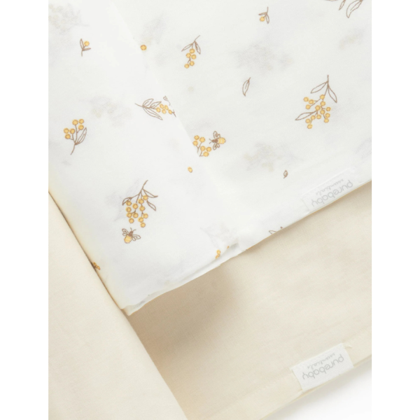 Purebaby Organic Muslin Wrap 2 Pack - Wheat Wattle Bee Cheap