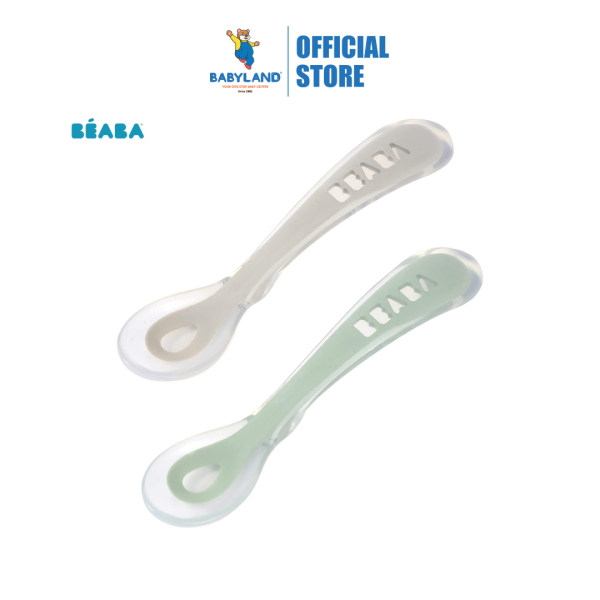 Beaba 2nd Age Silicone Spoon With Case - Velvet Grey Sage Green (8m+) Cheap