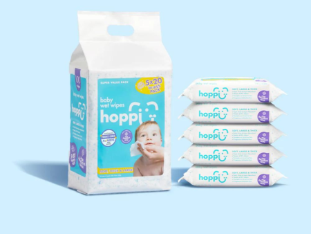 Hoppi Baby Wet Wipes (20s  x 5) Online now