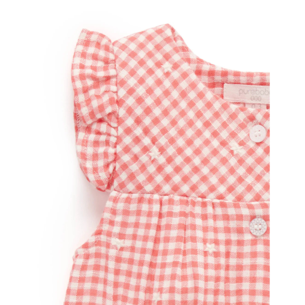 Purebaby Organic Gingham Star Broderie Festival Bodysuit Online now