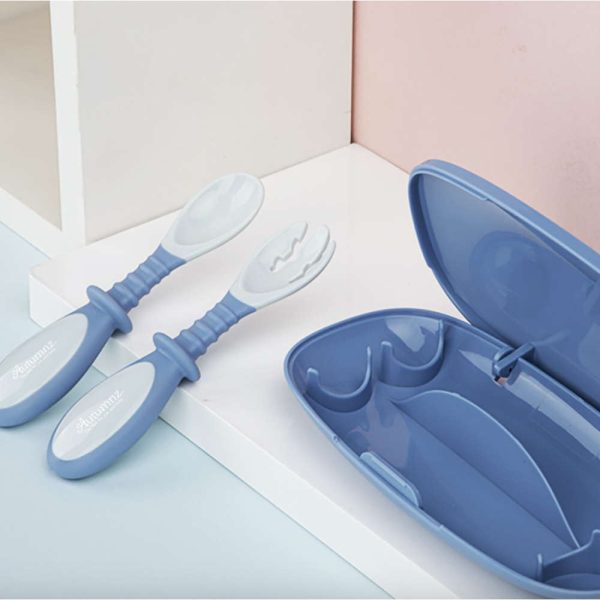 Autumnz Bendable Spoon + Fork Set - Blue Pink (6m+) Hot on Sale