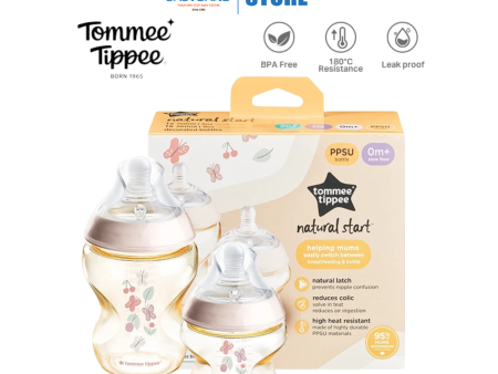 Tommee Tippee Natural Start PPSU Bottle Newborn Set (Pink) For Sale