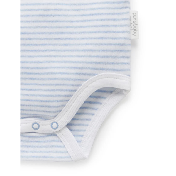 Purebaby Organic Singlet Bodysuit Unisex - Pale Blue Melange Stripe Online Sale