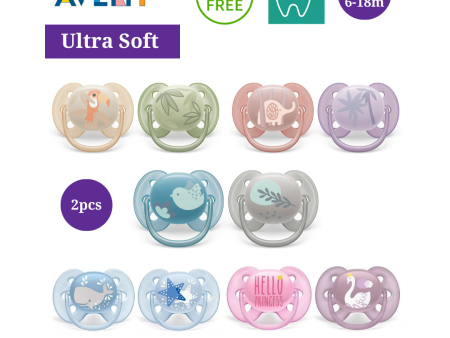 Philips Avent Ultra Soft Soother Twin Pack (0-6m) (6-18m) Online Sale