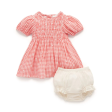 Purebaby Organic Gingham Star Broderie - Festive Shirred Dress Sale