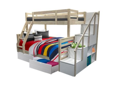 [PRE-ORDER] Snoozeland Huckleberry Super Single over Queen Bunk Bed with Staircase and Underbed 2 Short Drawers Cheap