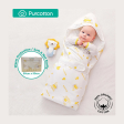 Purcotton Baby Swaddle 90cm x 90cm Yellow Baby Elephant on Sale