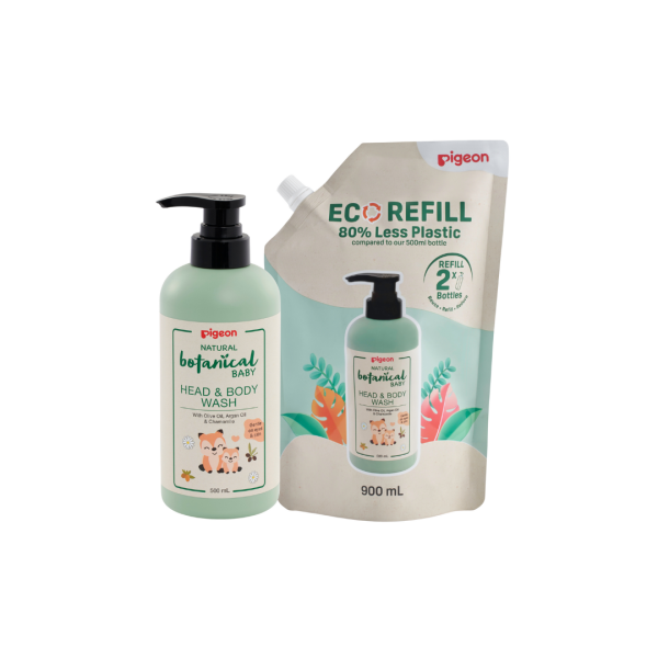 Pigeon Natural Botanical Baby Wash Bundle Set 500ml + 900ml Refill Online