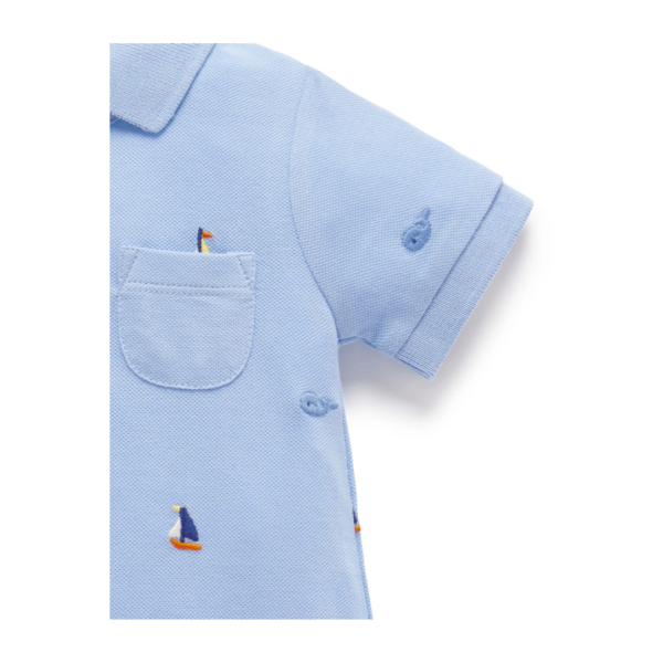 Purebaby Organic Baby Yacht Polo Growsuit - Yacht Broderie Online