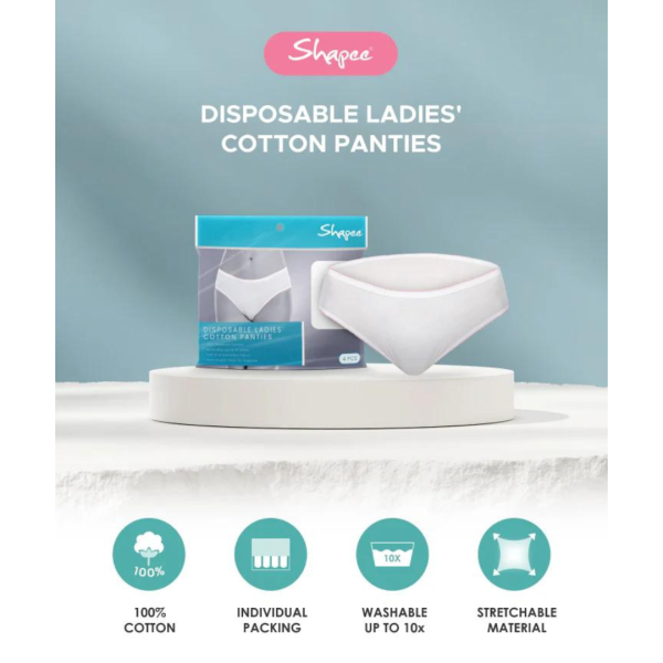 Shapee Disposable Ladies Cotton Panties (M L XL XXL) (4pcs) Online now