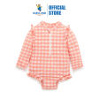 Purebaby Organic Baby Kids Frilly Long Sleeve Swimsuit Coral Gingham Supply