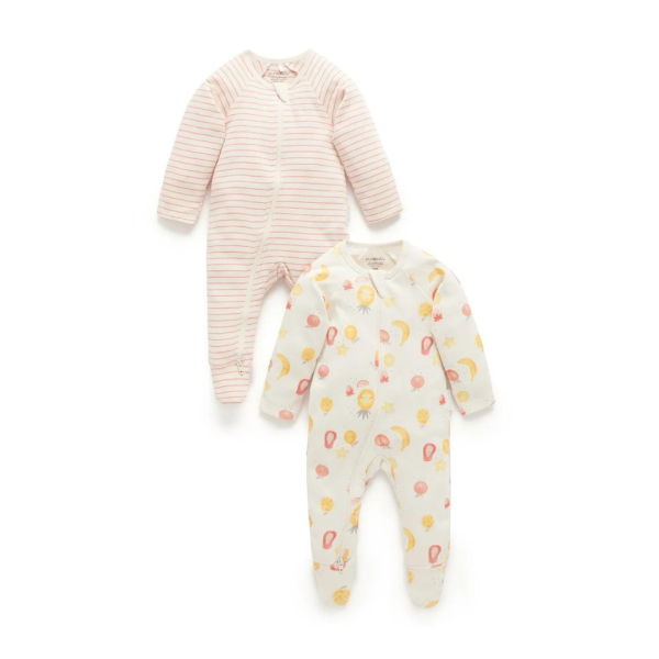 Purebaby 2 Pack Organic Digital Zip Growsuit - Juicy Print Online Hot Sale