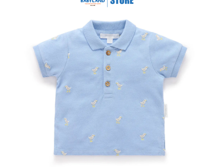 Purebaby Organic Seagull Polo Shirt Seagull Broderie Cheap