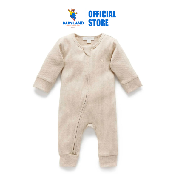 Purebaby Organic Zip Growsuit - Biscuit Melange Sale