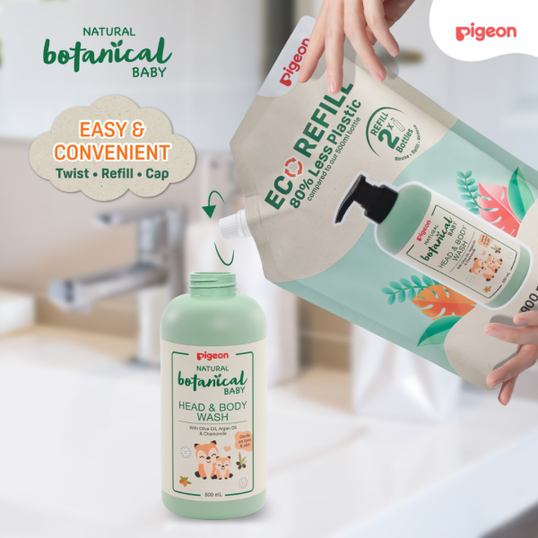 Pigeon Natural Botanical Baby Wash Bundle Set 500ml + 900ml Refill Online