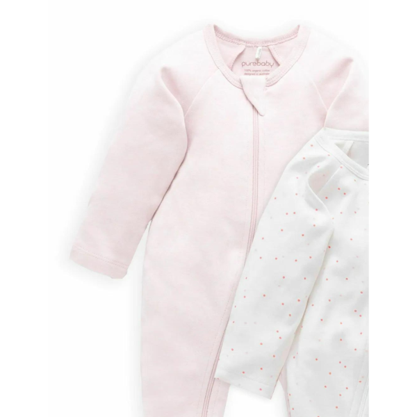 Purebaby 2 Pack Organic Sleepsuit Purebaby Australia - Pale Pink Melange (Girl) For Discount