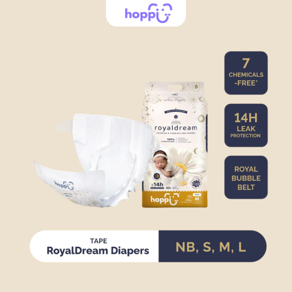 Hoppi Royal Dream Tape Diapers (1 Pack) 100% 7 Chemicals-Free Cheap