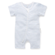 Purebaby Organic Short Leg Zip Growsuit Unisex - Pale Blue Melange Stripe Sale