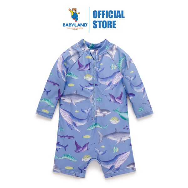 Purebaby Organic Kids Long Sleeve Rashie Sunsuit Shark Discount