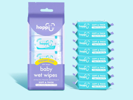 Hoppi Mini Baby Water Wipes (7s  x 8) Cheap