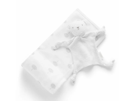 Purebaby Organic Blanket and Soothing Toy GiftSet - Grey For Sale