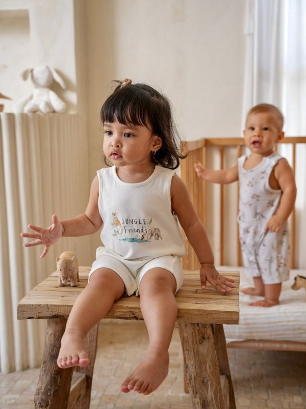 Joey&Mom Sleeveless Bamboo Romper (3-6m) Sale