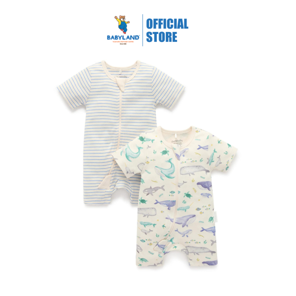 Purebaby Whale 2 Pack Short Zip Growsuit For Discount