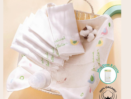 Purcotton Baby Gauze Handkerchief 2 Layers 32cm x 32cm(3pcs)Dove and Circle Hot on Sale