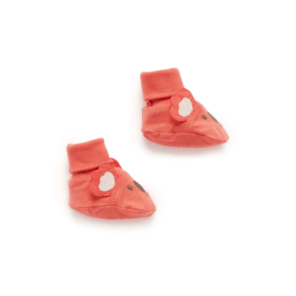 Purebaby Organic Koala Booties Vintage Red Online Sale