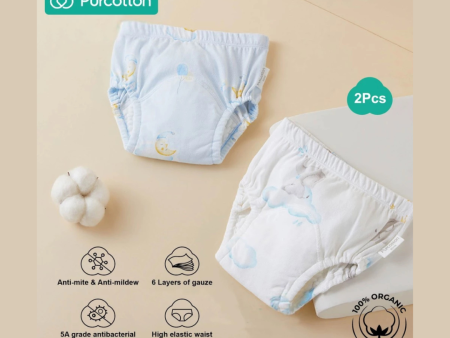 Purcotton Training Pants 2 pcs Elephant (white), Moonlit Clouds (blue) For Discount