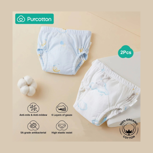 Purcotton Training Pants 2 pcs Elephant (white), Moonlit Clouds (blue) For Discount