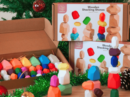 PureDays Wooden Colorful Stacking Stones (36Pcs) Online now