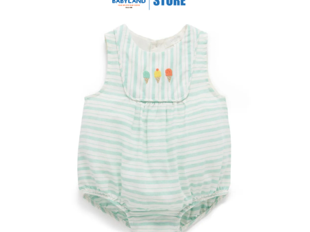 Purebaby Organic Ice Cream Bodysuit Seafoam Stripe For Discount