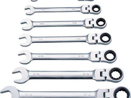 Vulcan FPG7I Wrench Set, 7-Piece, Chrome Vanadium Steel, Mirror Polish, Silver, Specifications: SAE Measurement Sale