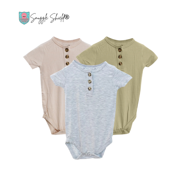 Snuggle Shield® Bamboo Short Sleeve 3 Button Onesie Online Sale