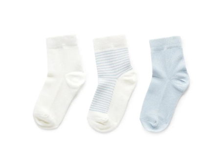 Purebaby 3 Organic Sock Pack - Pale Blue Pack Discount