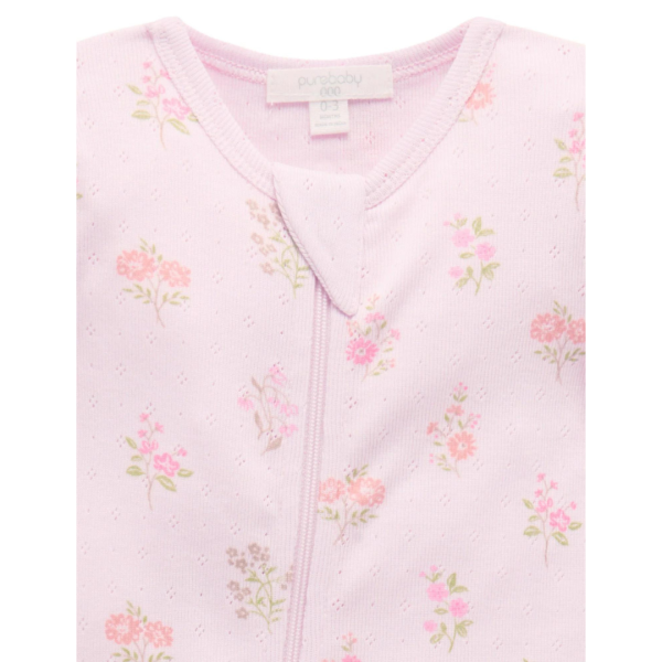 Purebaby Organic Floral Printed Zip Growsuit Aster Print Online Hot Sale