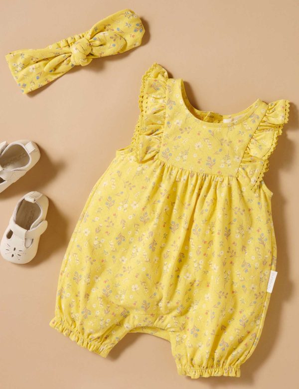 Purebaby Sunshine Ruffle Shortie Growsuit Hot on Sale