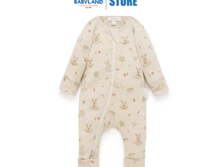 Purebaby Organic Printed Zip Growsuit Bunny Print 3-6m Sale