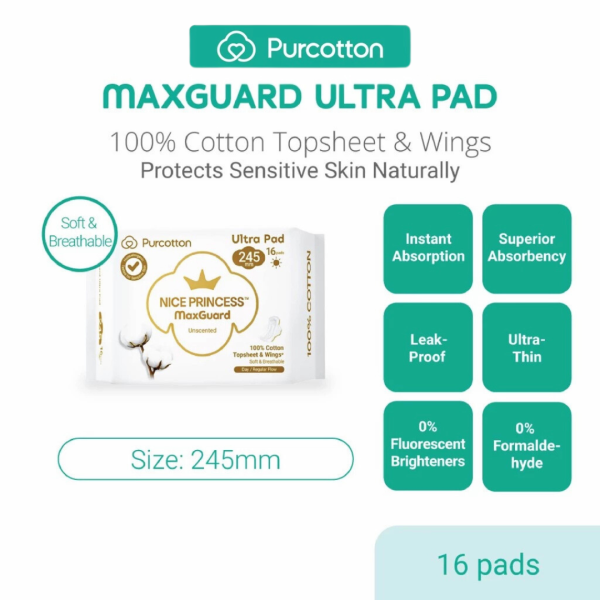 Purcotton Nice Princess MaxGuard Ultra Pad 245mm (16Pads) Supply