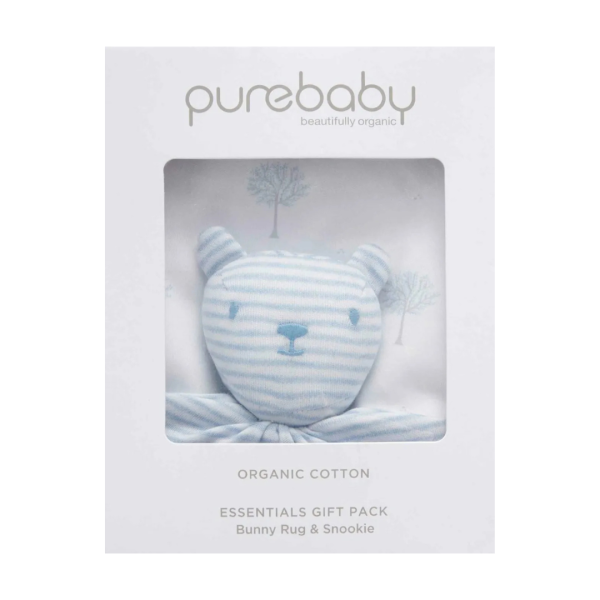 Purebaby Organic Blanket and Soothing Toy GiftSet - Pale Blue Tree Discount