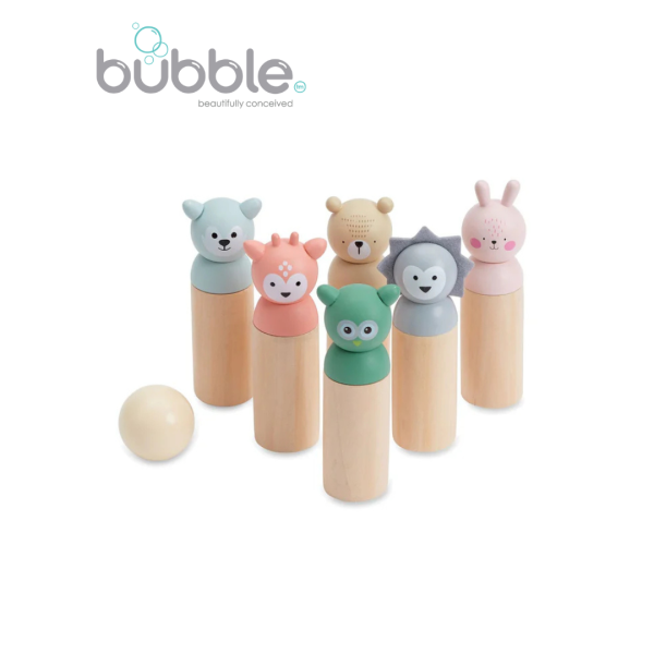 BUBBLE Wooden Animal Bowling Set Fashion