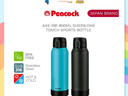 Peacock 800ML SUS316 One Touch Sports Bottle AKE-R81 Hot on Sale