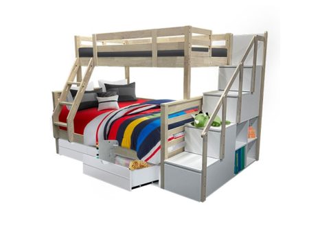 [PRE-ORDER] Snoozeland Huckleberry Super Single over Queen Bunk Bed with Staircase and Underbed 3 Drawers Discount